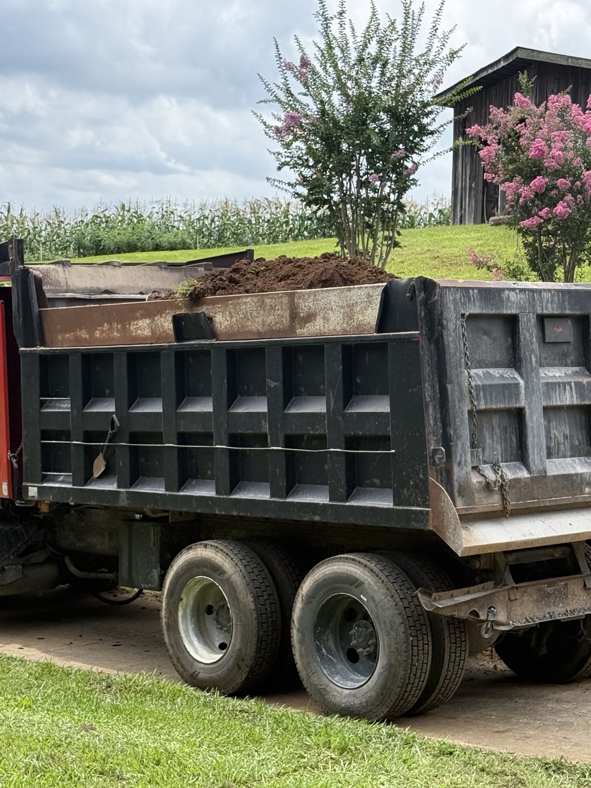 Dump truck hauling excavated soil